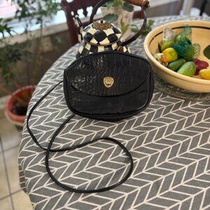 Black textured leather made in Italy